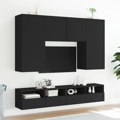 vidaXL Komplet TV omaric 5-delni črn inženirski les