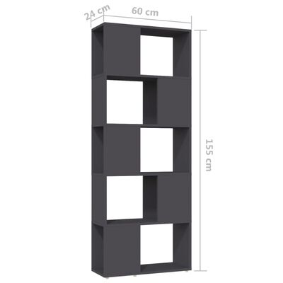 vidaXL Knjižna omara za razdelitev prostora siva 60x24x155 cm