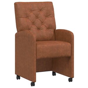 vidaXL Jedilni stoli s kolesi 2 kos Umetna koža Rjava 58 x 67 x 97 cm