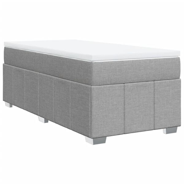 vidaXL Box spring postelja z vzmetnico svetlo siva 90x190 cm blago