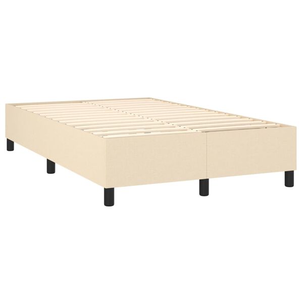 vidaXL Box spring postelja z vzmetnico krem 140x190 cm blago