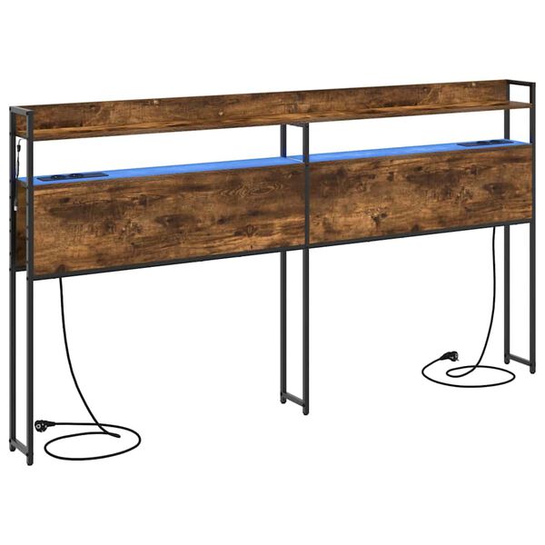 vidaXL Skladi&scaron;čni naslon Dimljeni hrast 180 cm Konstruiran les