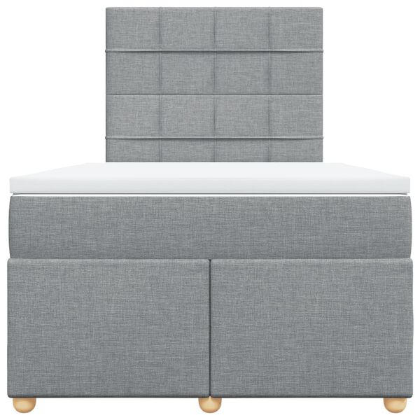 vidaXL Boxspring postelja z vzmetnico svetlo siva 120x190 cm blago