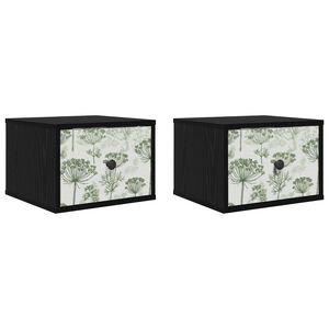 vidaXL Stenska nočna omarica GOTHA 2 kos Črni hrast 36 x 33 x 25 cm