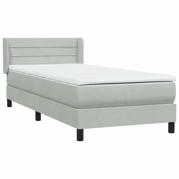vidaXL Box spring postelja z vzmetnico svetlo siva 80x220 cm žamet