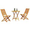 vidaXL Zložljiv bistro set 3 pcs Rjava Masiven les akacije