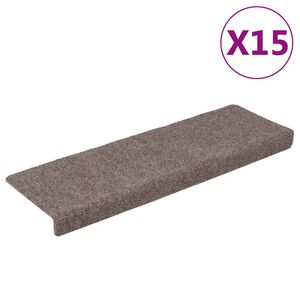 vidaXL Preproge za stopnice samolepilne 15 kosov 65x21x4 cm bež pravokotne robove