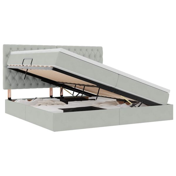 vidaXL Postelja z dodatnim prostorom za shranjevanje in LED osvetlitvijo