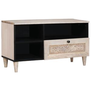 vidaXL TV omarica Beljen bel 80 x 33 x 46 cm Masiven les manga