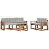 vidaXL Zunanja garnitura za sedenje 6 pcs Naravna in svetlo siva