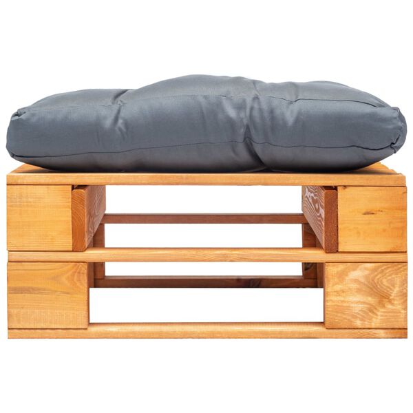 vidaXL Vrtni tabure iz palet s sivo blazino medeno rjav lesen