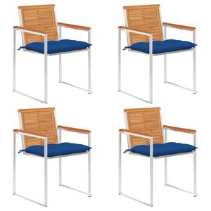 vidaXL Vrtni stoli 4 kosi z blazinami trden akacijev les