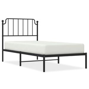 vidaXL Kovinski posteljni okvir z vzglavjem črn 90x200 cm