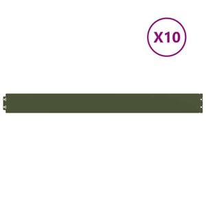 vidaXL Robniki za trato 10 kosov Olivno zelena Hladno valjano jeklo