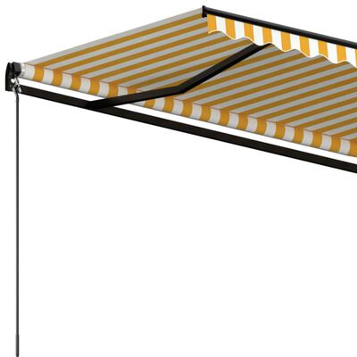 vidaXL Ročno zložljiva tenda 500x300 cm rumena in bela