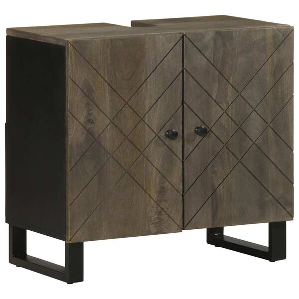 vidaXL omarica za umivalnik črna 62x33x58 cm masivni les Mango