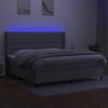 vidaXL Box spring postelja z vzmetnico LED sv. siva 200x200 cm blago