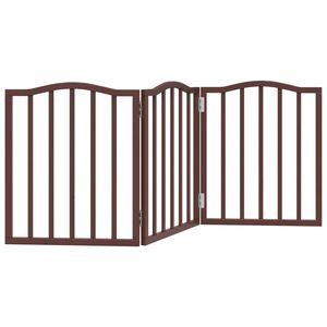 vidaXL Vrata za pse zložljiva 3 paneli rjava 150 cm topolovina