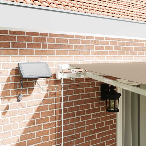 vidaXL Retraktilna tenda z LED lučmi Bež 450 &times; 300 cm Tkanina in jeklo