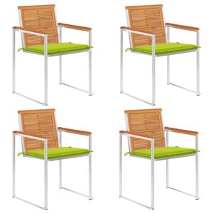 vidaXL Vrtni stoli 4 kosi z blazinami trden akacijev les