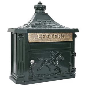 vidaXL Stenska Po&scaron;tna &Scaron;katla Zelena 40,5 x 16 x 45 cm Lit aluminij