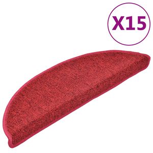vidaXL Stopni&scaron;čne preproge 15 kosov 56x17x3 cm rdeče polkrožne