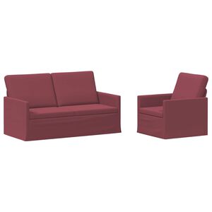 vidaXL Kavčna garnitura 2 pcs Vinorodna rdeča Blago
