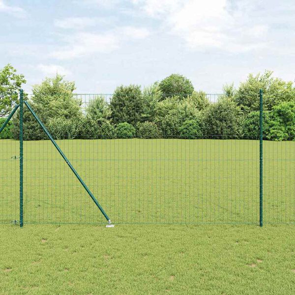vidaXL Ograja s stebrom Zelena 1,5 x 10 m Jeklo in PVC