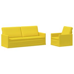 vidaXL Kavčna garnitura 2 pcs Svetlo rumena Blago