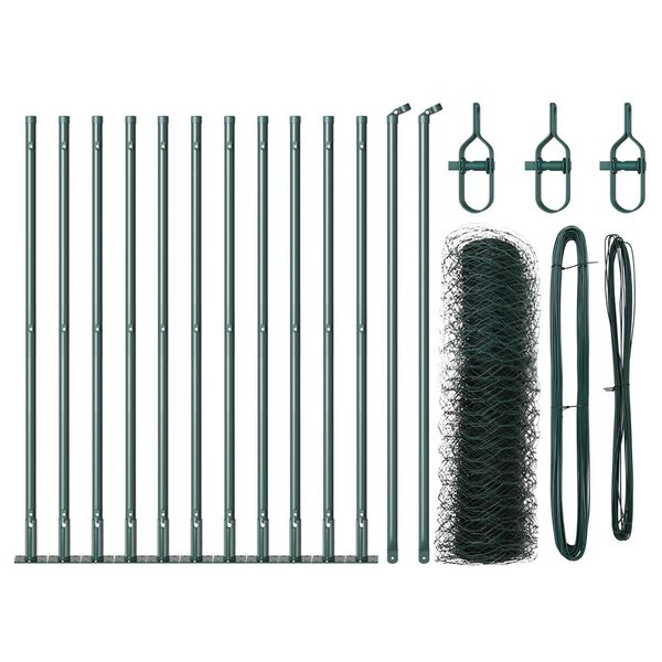 vidaXL Steber ograje. Zelena 25 x 0,4 m (50 mm mreža) Jeklo in PVC