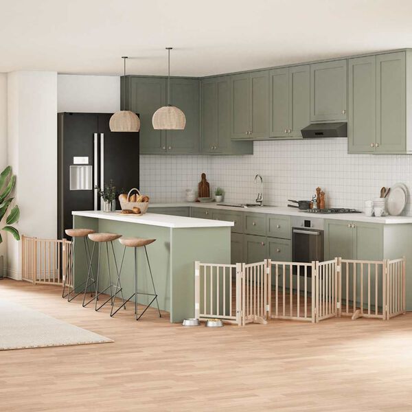 vidaXL Ograda za pse z vrati zložljiva 9 panelov 450 cm topolovina