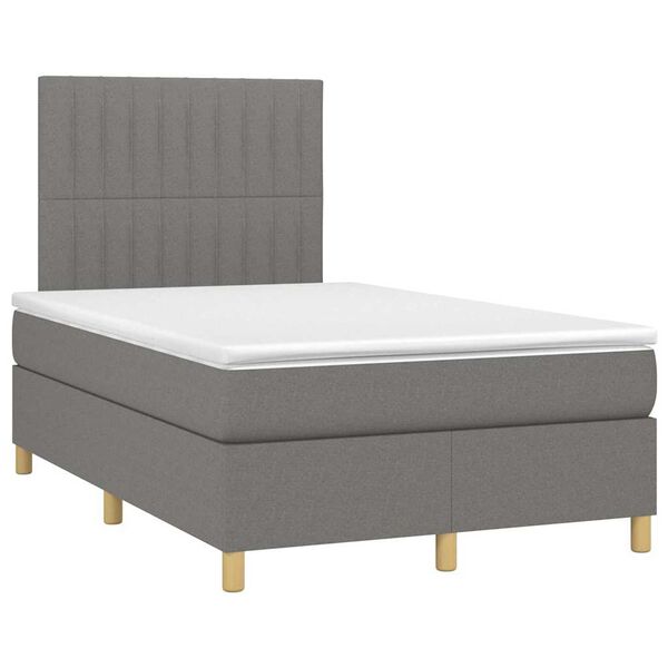 vidaXL Box spring postelja z vzmetnico temno siva 120x190 cm blago