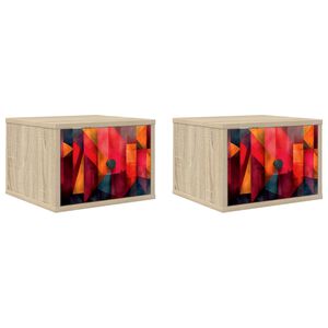 vidaXL Stenska nočna omarica HEESCH 2 kos Sonoma hrast 36 x 33 x 25 cm