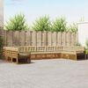 vidaXL Sedežne garniture 10 pcs Naravna in bež Masiven les akacije