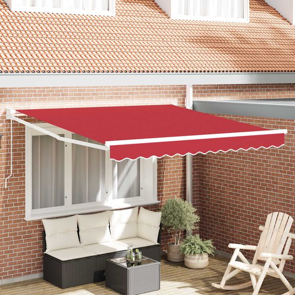 vidaXL Retraktilna tenda Rdeča 350 x 250 cm blago