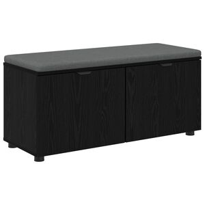 vidaXL Haldna klop z blazino s polico Črni Hrast 100 x 38 x 46 cm