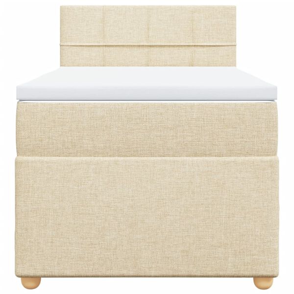 vidaXL Box spring postelja z vzmetnico krem 90x190 cm blago