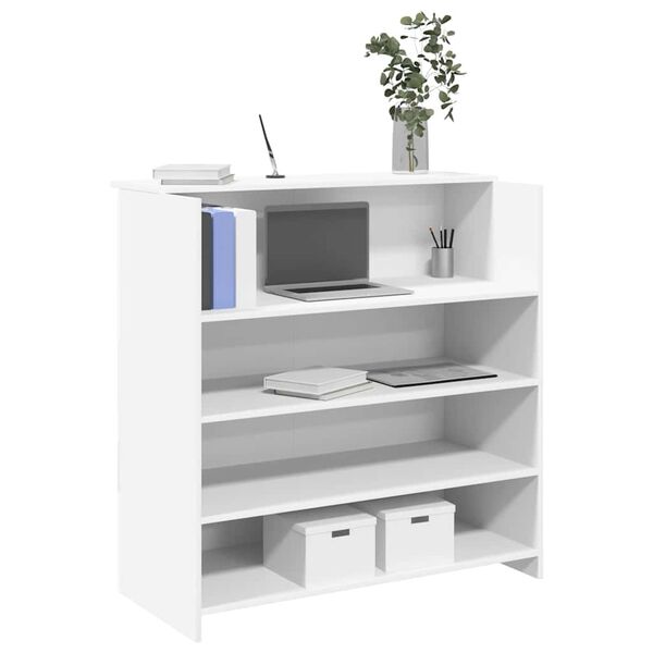vidaXL Recepcijska miza bela 100x50x103,5 cm inženirski les