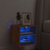 vidaXL Stenska TV omarica z LED lučkami rjavi hrast 30x28,5x30 cm