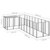vidaXL Pasji boks črn 6,05 m² jeklo