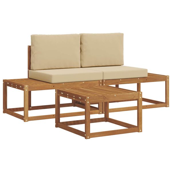 vidaXL Zunanja garnitura za sedenje z blazino 3 pcs Naravna