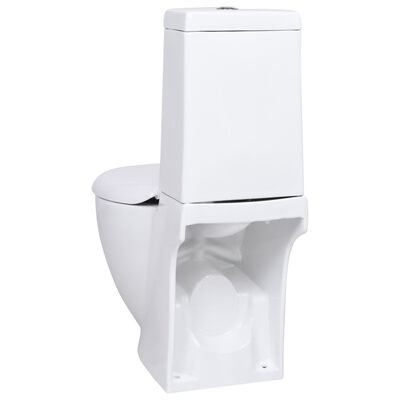 vidaXL Keramična WC školjka okrogla pretok vode spodaj bela