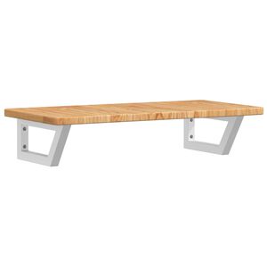 vidaXL Stenska polica za umivalnik jeklo in trdna hrastovina