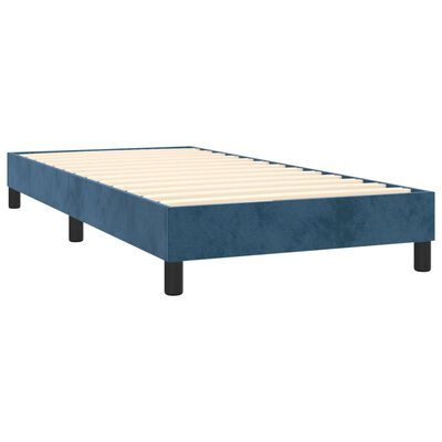 vidaXL Box spring postelja z vzmetnico LED temno modra 80x200 cm žamet