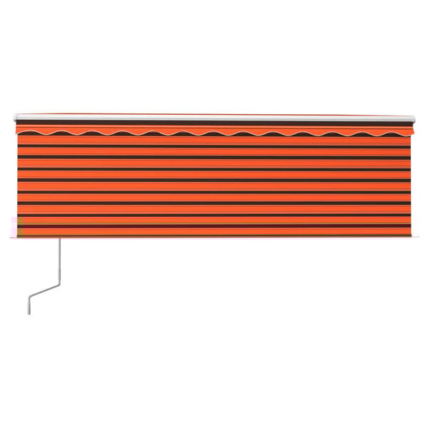 vidaXL Avtomatska tenda s senčilom LED + senzor 4,5x3 m oranžna/rjava