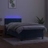 vidaXL Box spring postelja z vzmetnico LED temno modra 100x200cm žamet