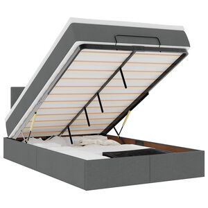 vidaXL Otomanska postelja z vzmetnico & LEDs temno siva 120x200 cm