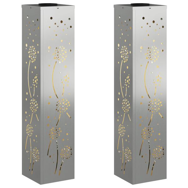 vidaXL Solarno LED svetilo za pot 2 pcs Rjav Cinkano