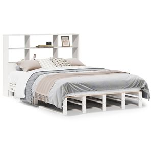 vidaXL Knjižna postelja brez vzmetnice bela 160x200 cm trden les