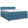 vidaXL Postelja boxspring z vzmetnico Temno modra 140 x 200 cm Žamet